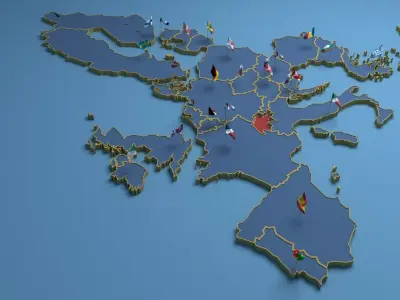 Detachable states of the European Union Low-poly 3D model