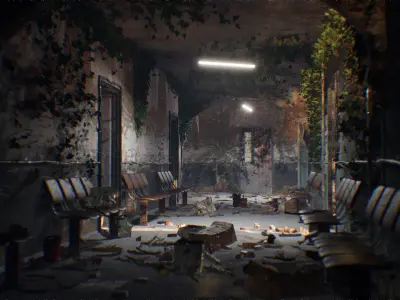 Abandoned Hospital 46 Assets Low-poly 3D model