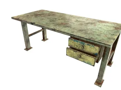 Iron table workbench tool painted da1 Low-poly 3D model