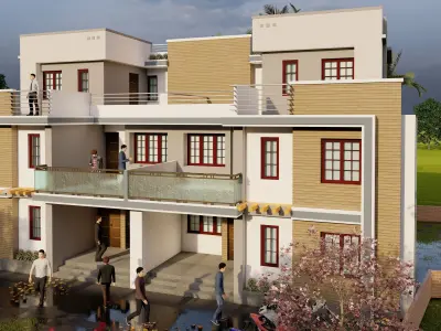 2 and half storey duplex home 3D model
