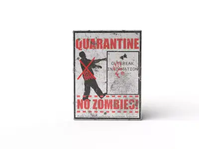Zombie Warning Sign Low-poly 3D model