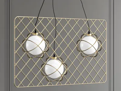 CATCHER three light fixtures hanging from metal grid 3D model