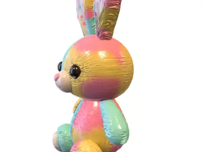 Pastel Patchwork Bunny Plush 3D model
