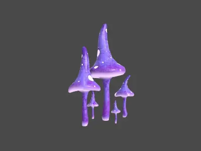 Fantasy Mushroom G06 Purple - Scene Backdrop Design Low-poly 3D model