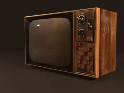 Antique and Old Television Low-poly Low-poly 3D model
