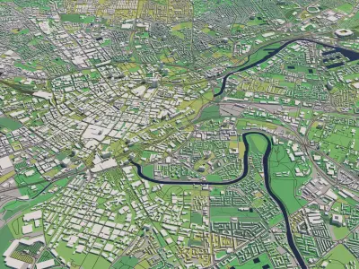 Manchester UK 25x25km City Map 3D model