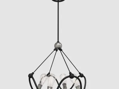 Textured Black with Brushed Nickel Accents Chandelier 3D model