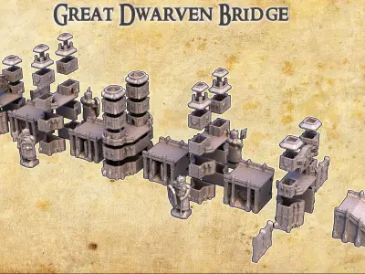Great Dwarven Bridge Tabletop Terrain 28MM 3D print model