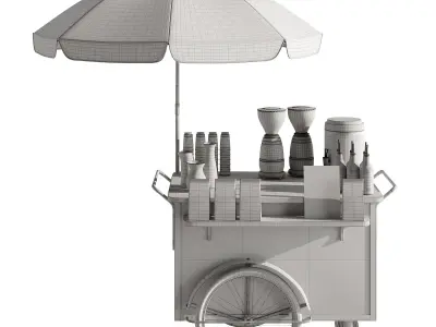 Coffee cart yellow 3D model