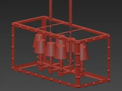 LOFT1176 brass light fixture with shades 3D model
