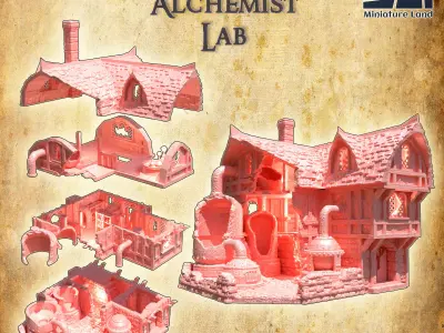 Abandoned Alchemist Lab Tabletop Terrain 28 mm 3D print model