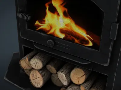 Corner Stove Low-poly 3D model