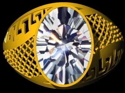 oval stone men ring 3dm file 3D print model