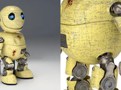Friendly little robot rigged 3D model