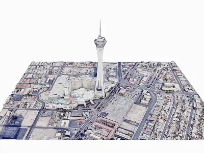 The Strat Tower - Las vegas -  Stratosphere Low-poly 3D model