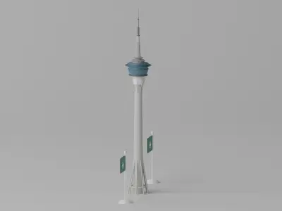 Cartoon Macau Tower Landmark 3D model
