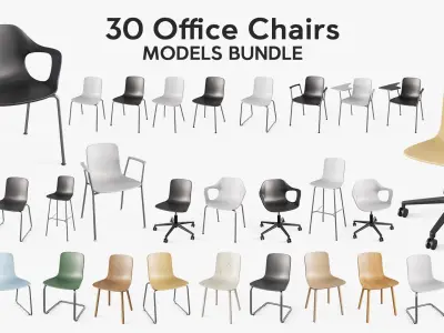  30 Office chairs - PBR High Quality Models Bundle 