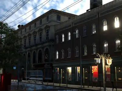 City street  Low-poly 3D model