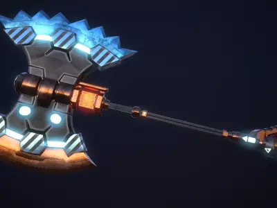 SCI-FI BATTLE AXE Low-poly 3D model