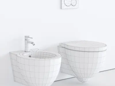 Alice Ceramica Short Wall-hung bidet and toilet Low-poly 3D model
