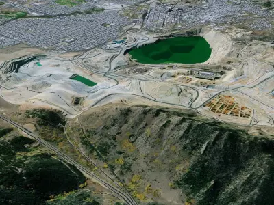 Opencast Mine Silver Bow Creek - Butte Montana USA - 3D Terrain Low-poly 3D model