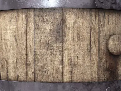 Old Wooden Barrel PBR Textures Low-poly 3D model