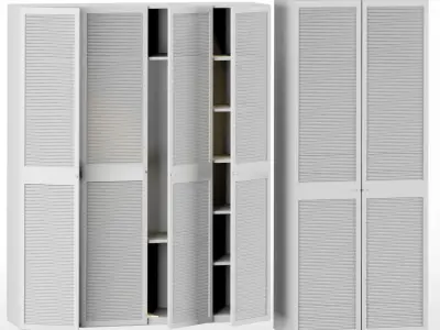 closet wardrobe with doors and shelves Low-poly 3D model
