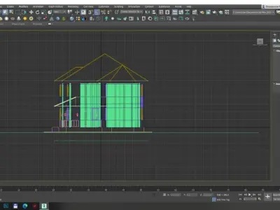 cottage two story house on grassy field 3D model