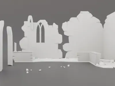 House Ruin 3D model Low-poly 3D model