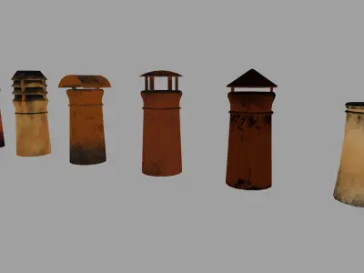 Chimney Pipes Low-poly 3D model