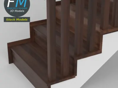 Wooden staircase 3D model