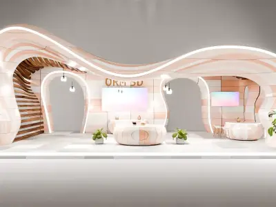 Modern Minimalistic Exhibition Booth Design Blender File 3D model