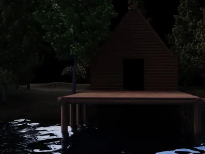 lake hut 3D model