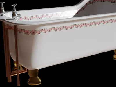 Antique Bathtub Low-poly 3D model
