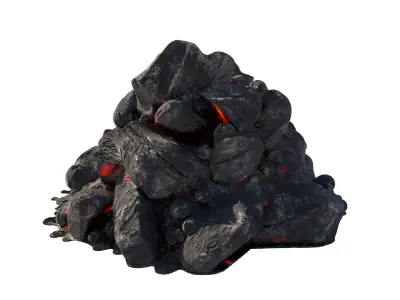 lit coal pile Low-poly 3D model