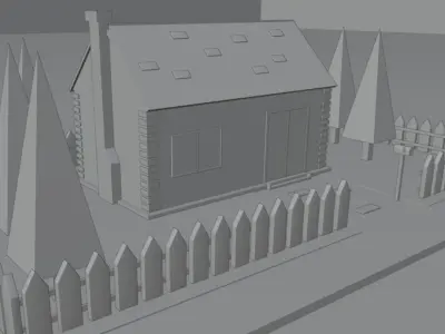 Low Poly House - 3D model on road Free low-poly 3D model