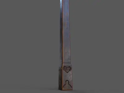 Old wood column Low-poly 3D model buy