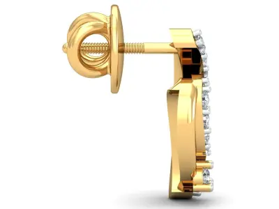 Yellow gold diamond earring-P3 PSER-23 3D print model