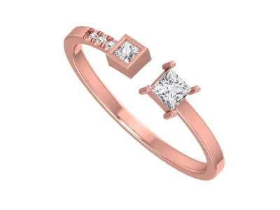 Solitaire Women Light Weight Princess stone Band Ring 3D print model