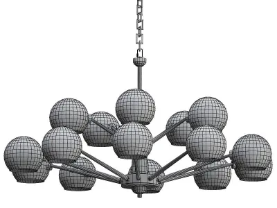 Thalia chandelier White glass 15 3D model