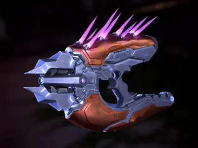 Needler weapon with spikes Low-poly 3D model