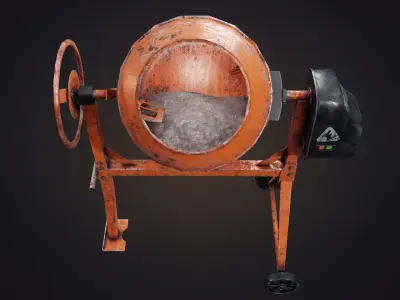 Old Concrete Mixer Low-poly 3D model