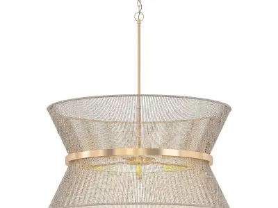 8 Light chandelier with mesh shade and gold finish 3D model