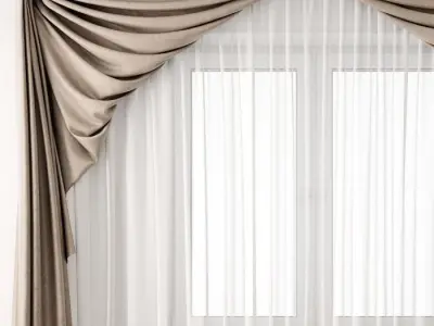 Curtain19 curtain with drapes 3D model