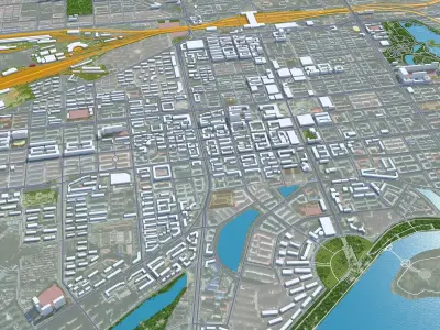 Mudanjiang Heilongjiang China 25km Low-poly 3D model