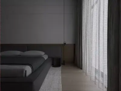 minimalistic bedroom Low-poly 3D model