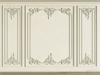 French Plaster Molding Accent Wall 3D model