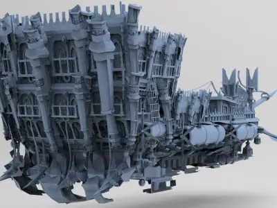 Fantasy Pirate Ship hull base 2 Low-poly 3D model