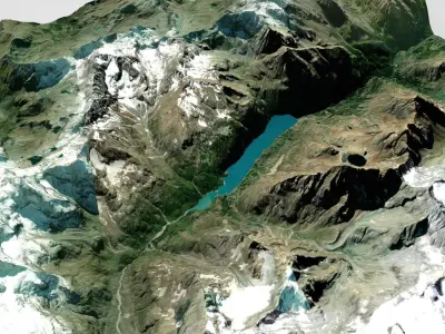 Mountain landscape Lago di Palce Maulin Italy 3D model