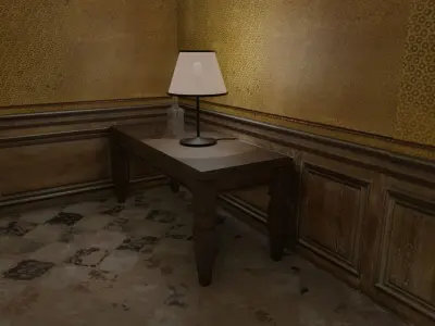 Desk lamp and table set 3D model